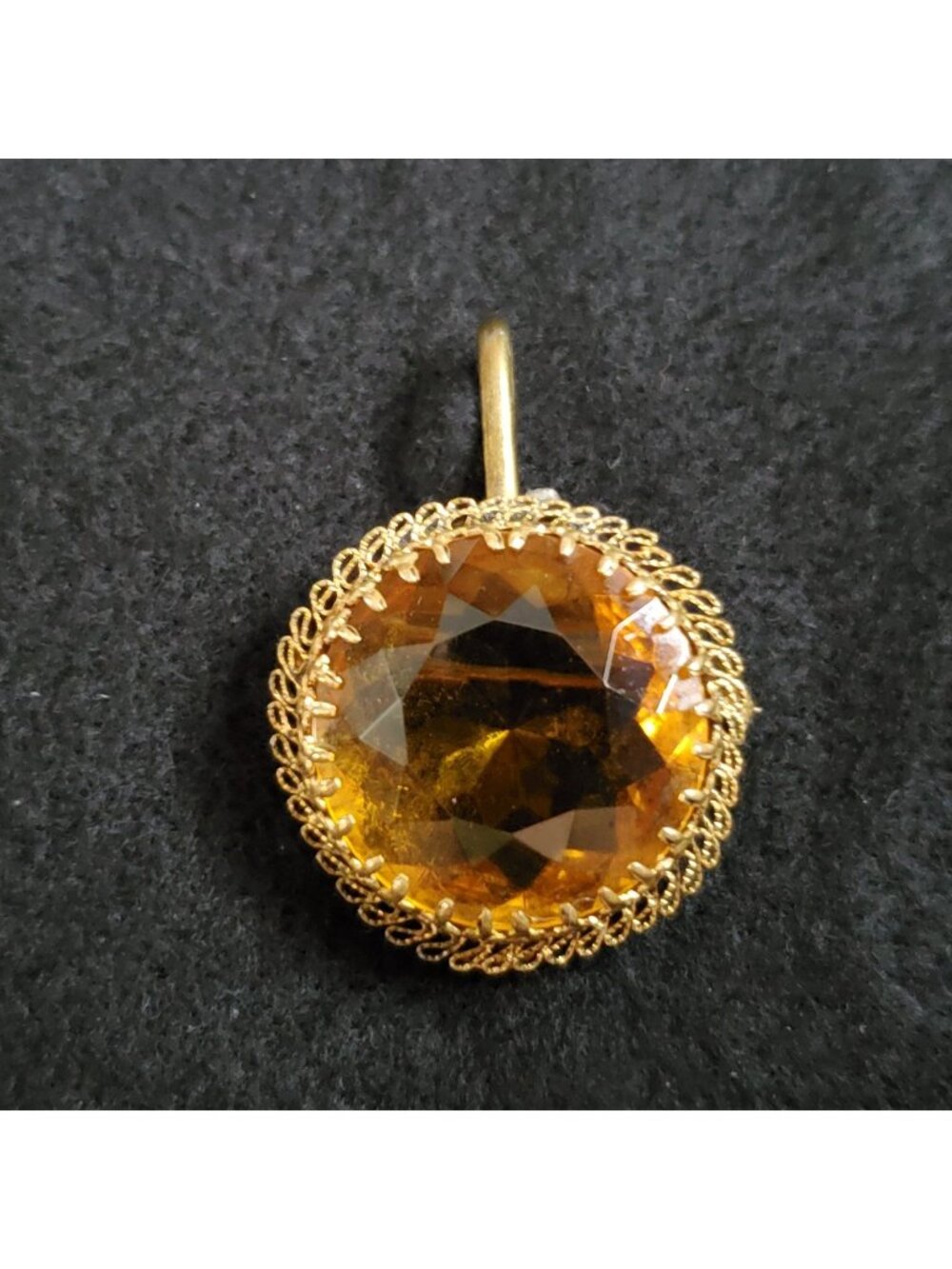 Vintage Austrian Pendant Brooch Gold Tone Brownish Yellow 1.25" READ
